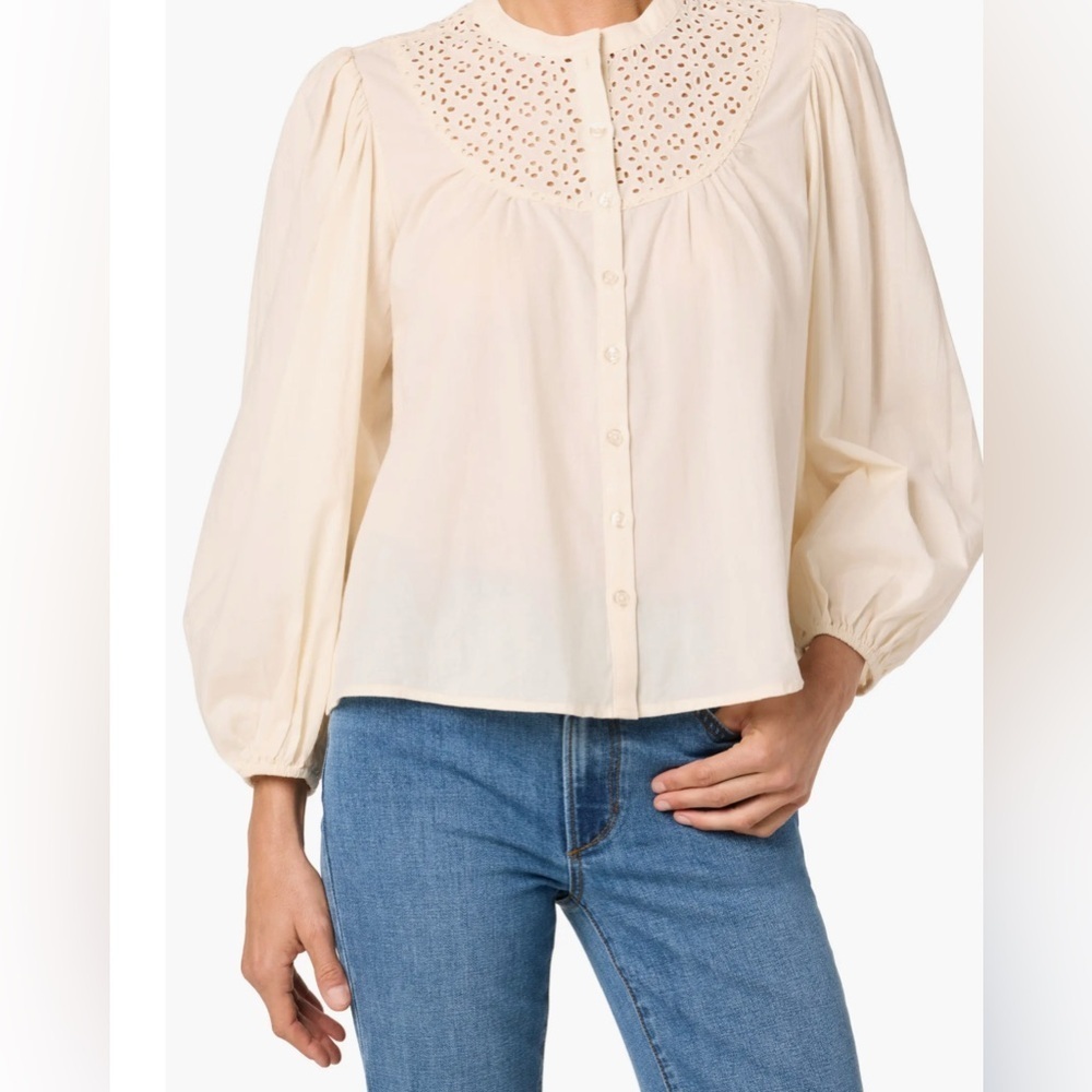 Joe's Womens Cotton Embroidered Eyelet Long Sleeve Button-Up Top New 🎉✨✨✨ SZ S